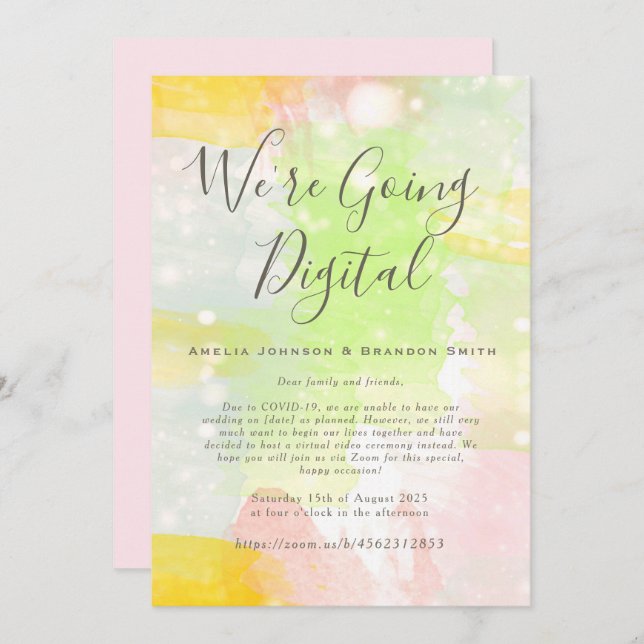 Watercolor Zoom Wedding Invitation (Front/Back)