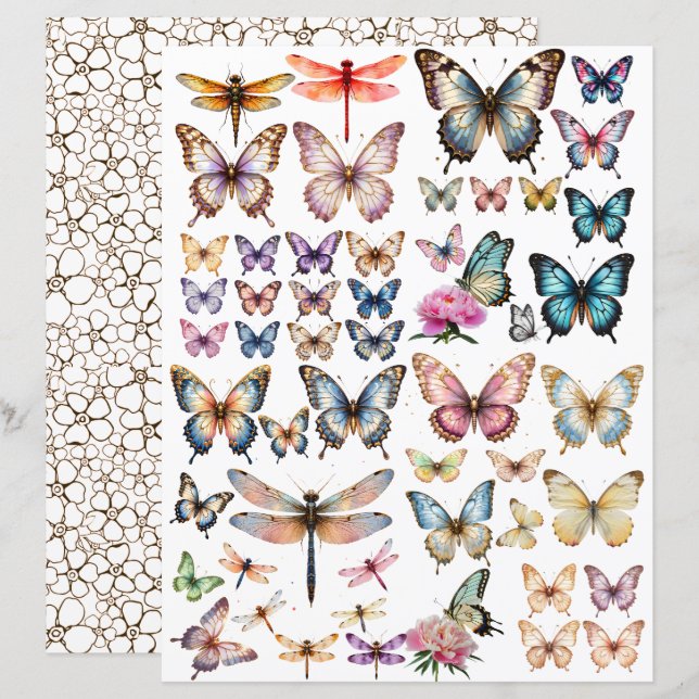 WatercolorButterfly set for fussy cut (Front/Back)