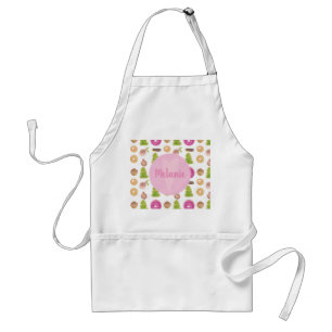 Watercolored Christmas Bakery Donuts Custom Name Standard Apron