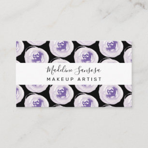 Watercolored Poppies Purple Makeup Artist Business Card