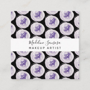 Watercolored Poppies Purple Makeup Artist Hand Square Business Card
