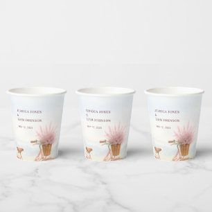 WatercolorFloral Vintage Bicycle Engagement Party  Paper Cups