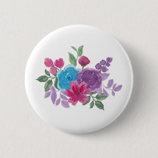 watercolorful flowers 6 cm round badge