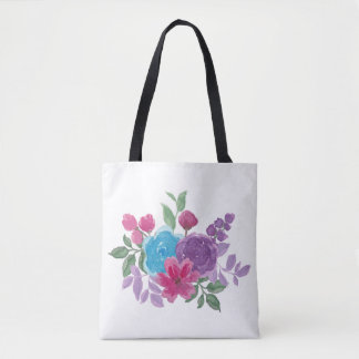watercolorful flowers tote bag
