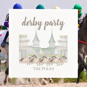 WatercolorJockeys Iconic Twin Spires Derby Party Napkin