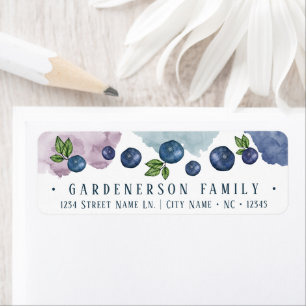 Watercolors and Blueberries Label