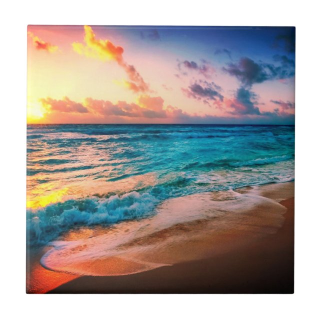 Watercolors, beach and sea, sky tile (Front)