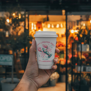 Watercolors Colourful Lobster Custom Text Paper Cups