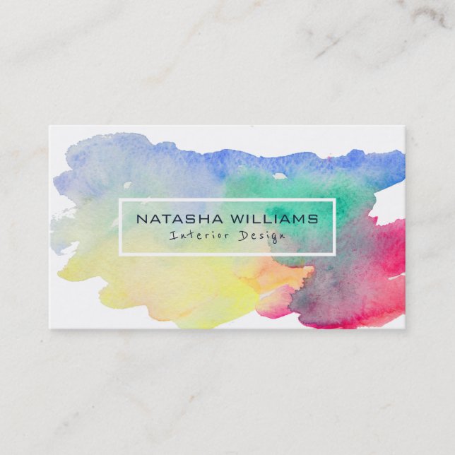 Watercolors Colourful Shape Modern Interior Design Business Card (Front)