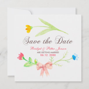 Watercolors Colourful Summer Flowers-Save The Date Invitation