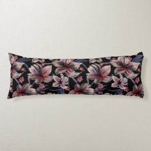 Watercolors Crimson Floral on Black Body Cushion
