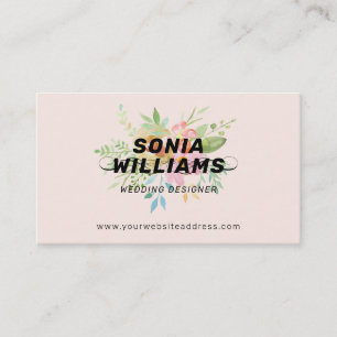 Watercolors delicate flowers bouquet business card