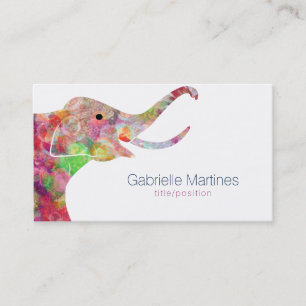 Watercolors Floral Elephant Illustration Business Card