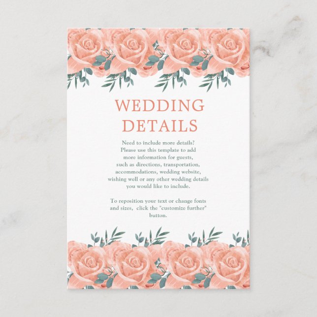 watercolors Florals Modern Botanical Wedding Enclosure Card (Front)