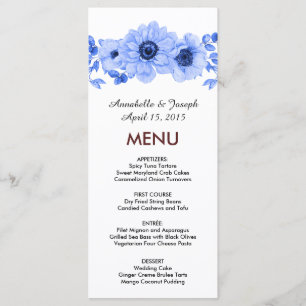watercolors Florals Modern Botanical Wedding Menu
