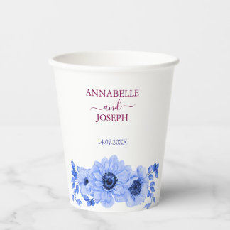 watercolors Florals Modern Botanical Wedding Paper Cups