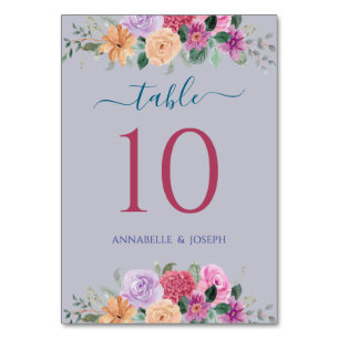 watercolors Florals Modern Botanical Wedding Table Number