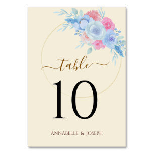watercolors Florals Modern Botanical Wedding Table Number