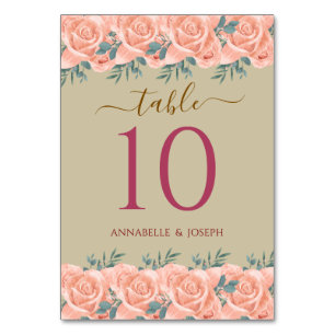 watercolors Florals Modern Botanical Wedding Table Number