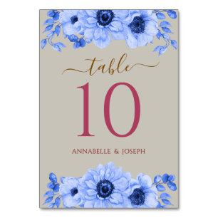 watercolors Florals Modern Botanical Wedding Table Number