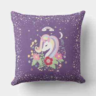 Watercolors girly unicorn illustration cushion