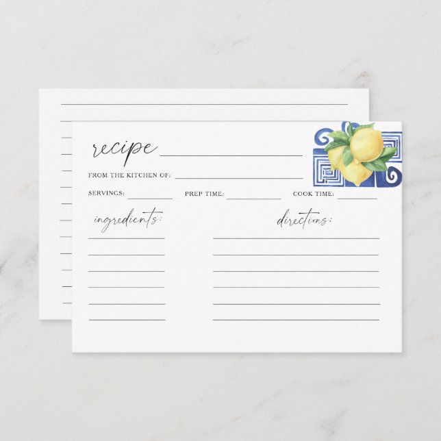 Watercolors greek lemon citrus Bridal shower (Front/Back)