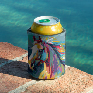 Watercolors Horse Head Illustration Can Cooler