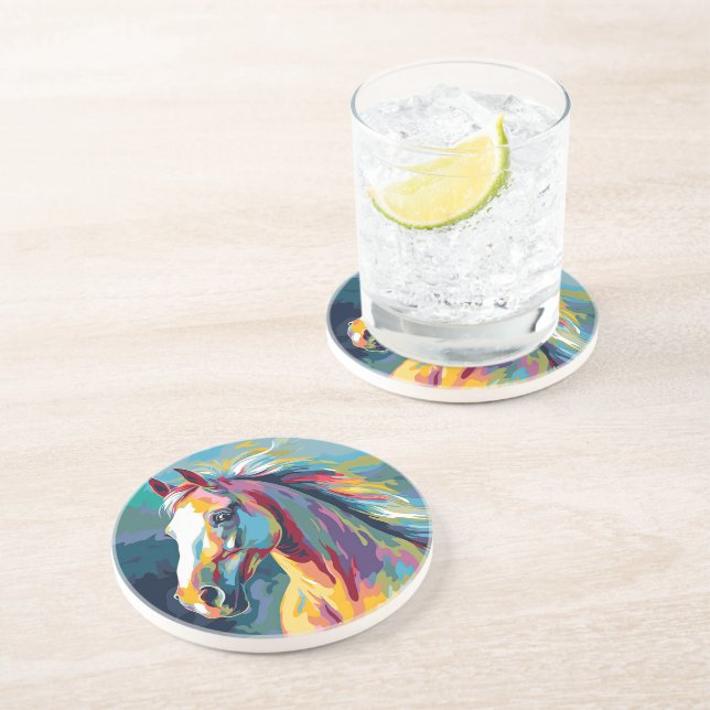 Watercolors Horse Head Illustration Coaster (Side)