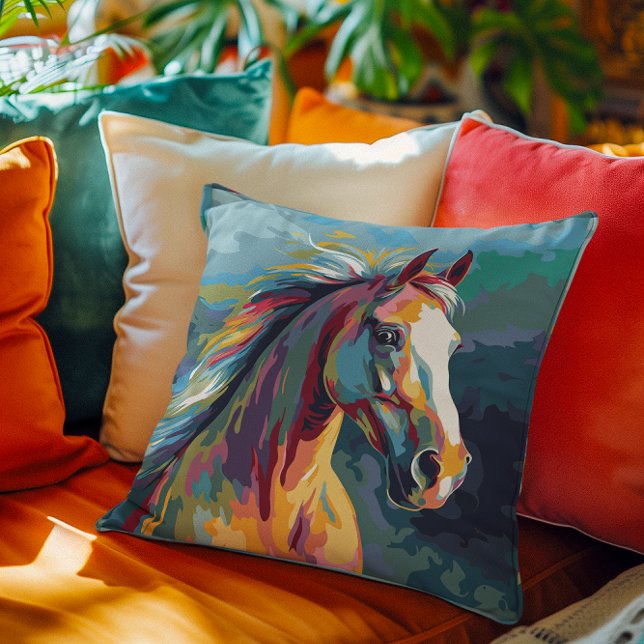 Watercolors Horse Head Illustration Cushion (Creator Uploaded)