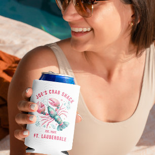 Watercolors Lobster Illustration Custom Text Can Cooler