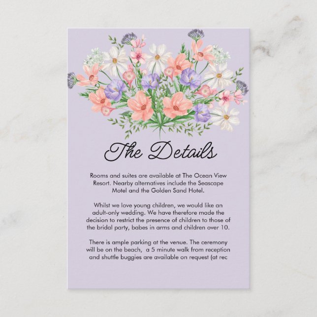 watercolors Modern Botanical summer Wedding Enclosure Card (Front)