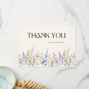 watercolors Modern Botanical summer Wedding Thank You Card