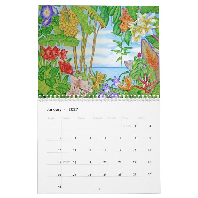 Watercolors of Hawaii Calendar (Jan 2027)