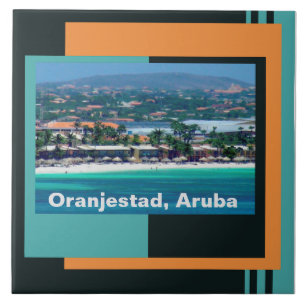 Watercolors of Oranjestad, Aruba Tile