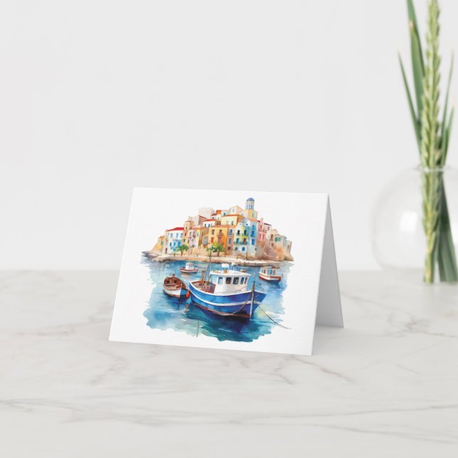 Watercolors of Sicily - Boat Note Card (Front)