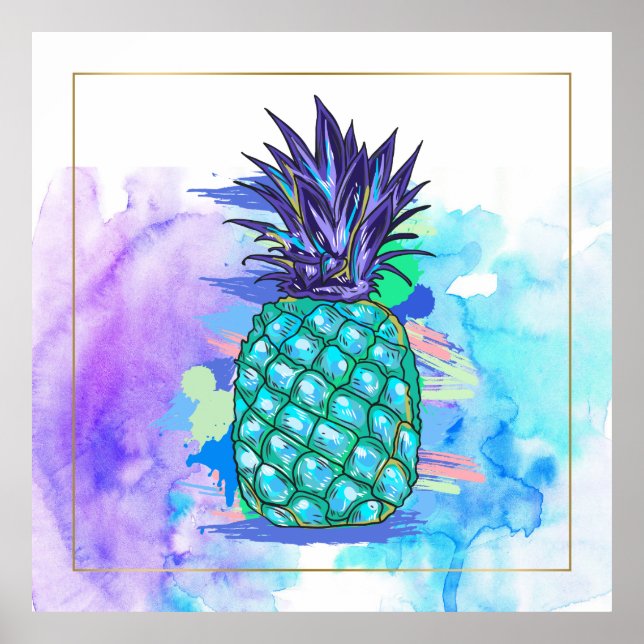 Watercolors Pine-Apple Illustration Poster (Front)