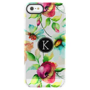 Watercolors Pink peonies & White Susan Pattern Clear iPhone SE/5/5s Case