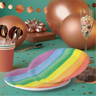 Watercolors Pride Rainbow Paper Plate