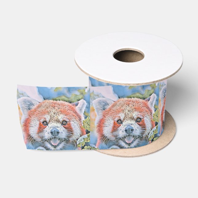 Watercolors - Red Panda Satin Ribbon (Spool)