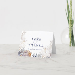 Watercolors Seashell Corals Summer Wedding Thank You Card