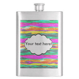Watercolors stripes hip flask