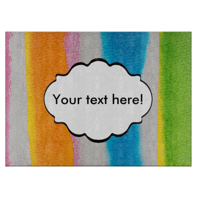 Watercolors stripes texture cutting board (Front)