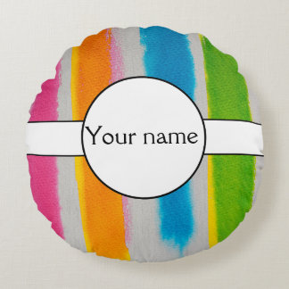 Watercolors stripes texture round cushion