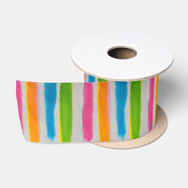 Watercolors stripes texture satin ribbon (Spool)