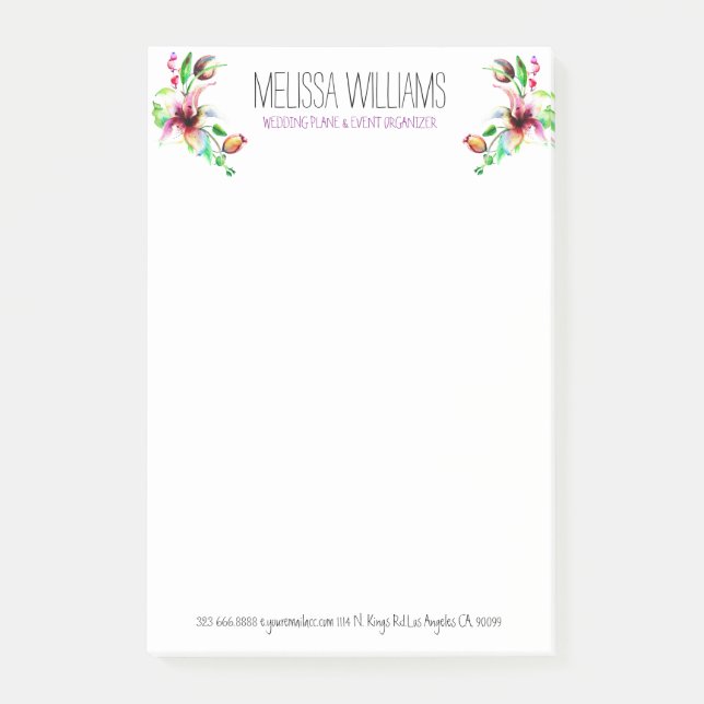 Watercolors Summer Flowers Colourful Illustration Post-it Notes (Front)