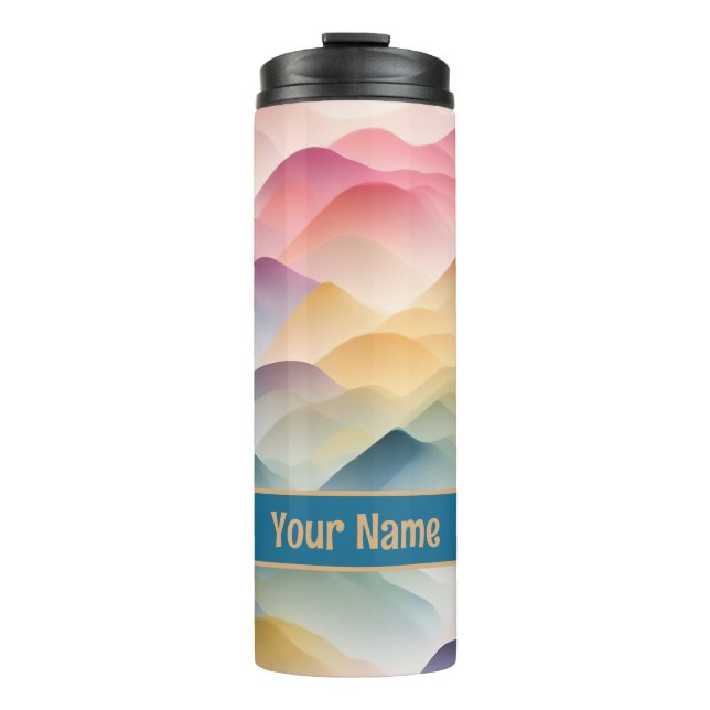 watercolors wave patterns thermal tumbler (Front)