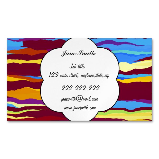 Watercolors waves abstract design magnetic business card (Front)