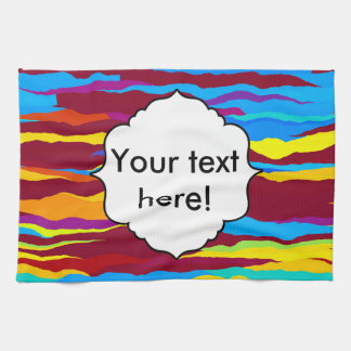 Watercolors waves abstract design tea towel