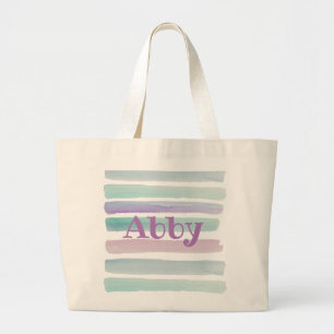 WATERCOLORS WITH NAME large tote bag