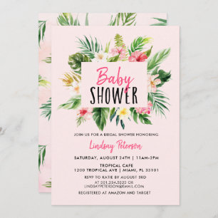 WatercolorTropical Flowers Baby Shower Invitation